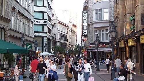 Váci utca pedestrian shopping street in Budapest's District V